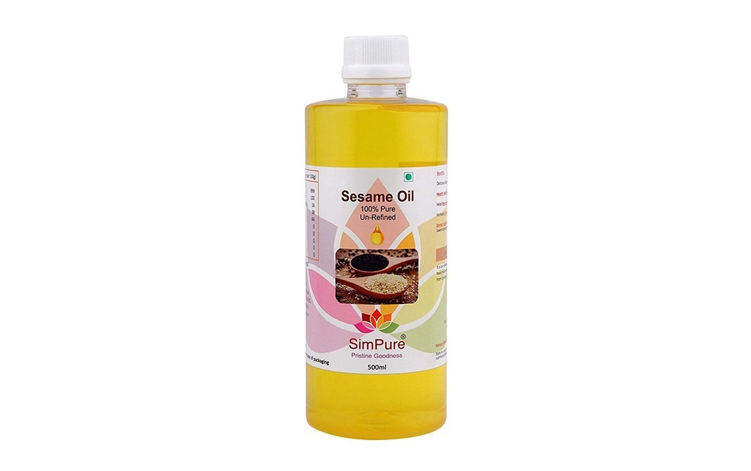 SimPure Sesame Oil 100% Pure Un-Refined   Plastic Bottle  500 millilitre